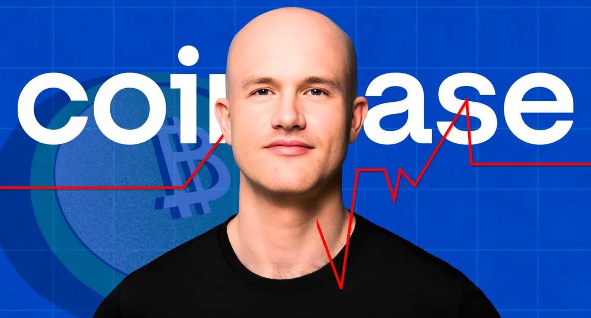 Coinbase logo with cybersecurity breach overlay